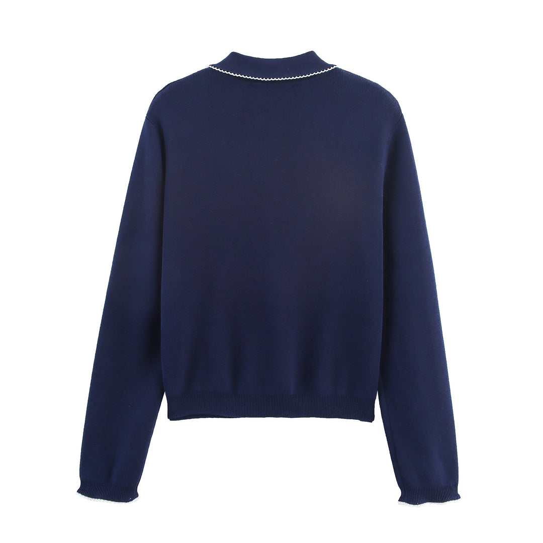 Knit jacket for women with an elegant Mao collar and fine button details Lune London