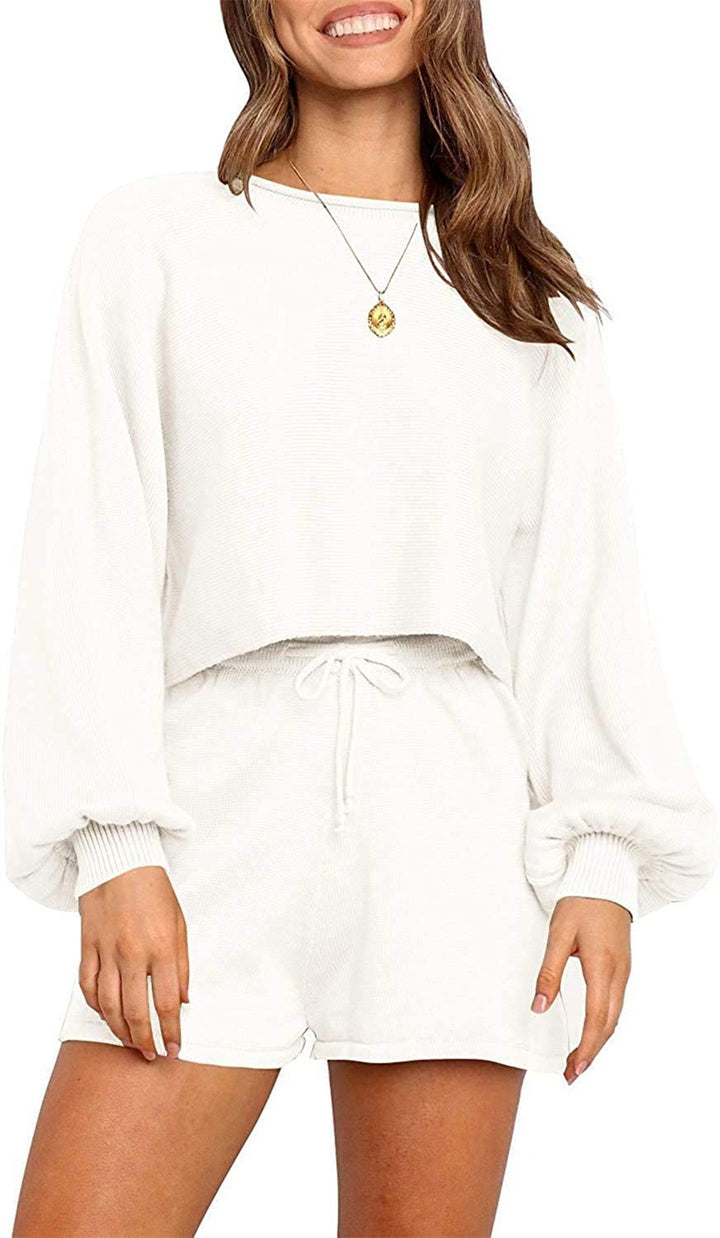 Amarae soft knit two-piece casual set for women with wide sleeves