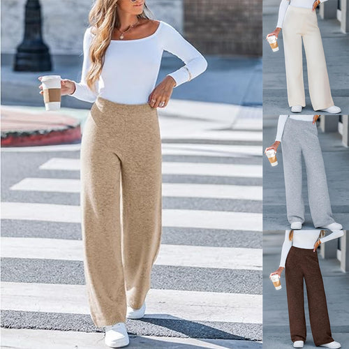 Pantalon large en tricot pour femmes avec taille élastique Chic & Stil