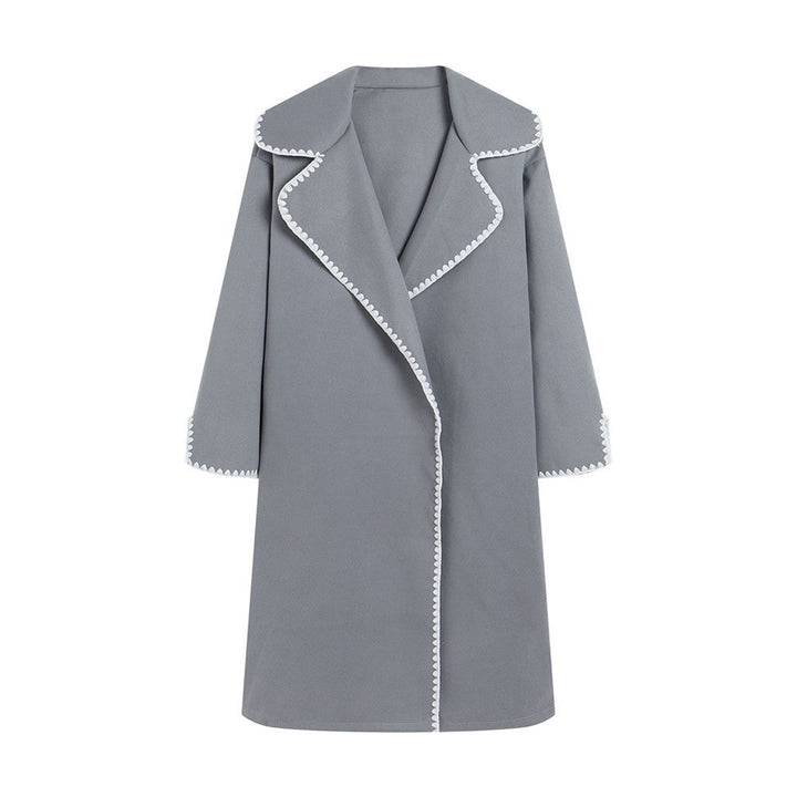 Amarae | Windbreaker - Wool texture - Plus size fit - Open front - Embroidered lapel