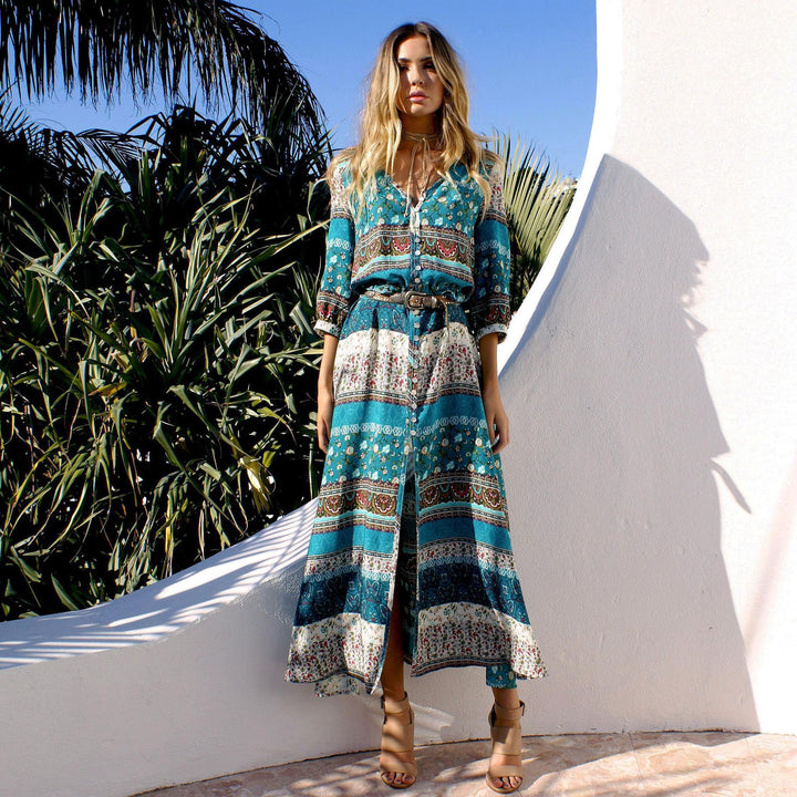 Bohemian Women's Floral Print Chic Maxi Dress