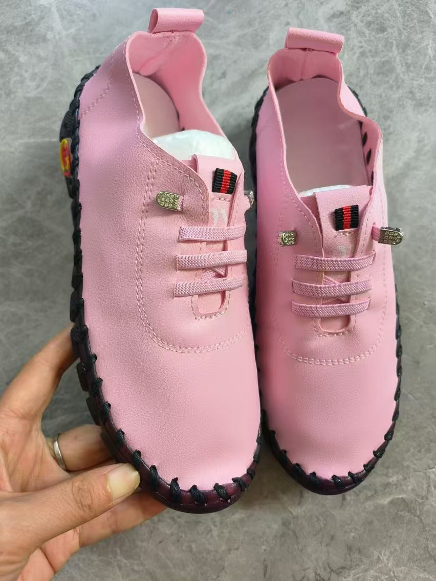 Women's lightweight, soft slip-on with hand-stitched rubber sole and elastic lacing Amarae