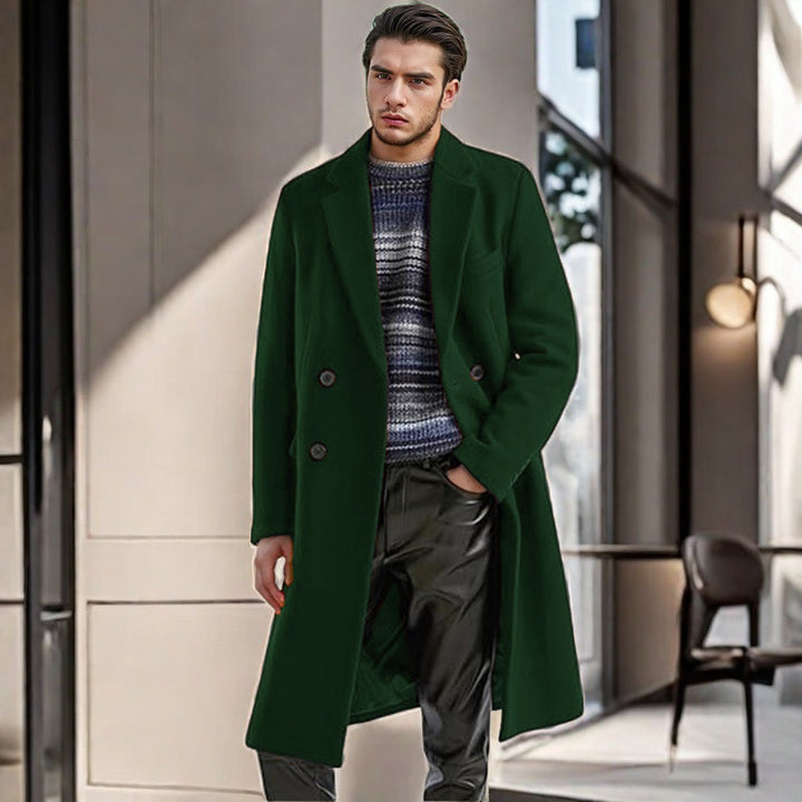 Classic wool coat for men with double breasted Lune London