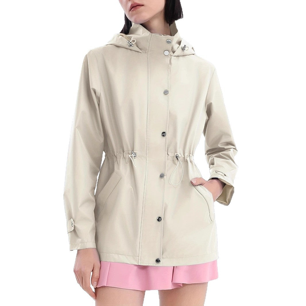 Veste de pluie pour femme avec cordon de taille ajustable et capuche Lune London