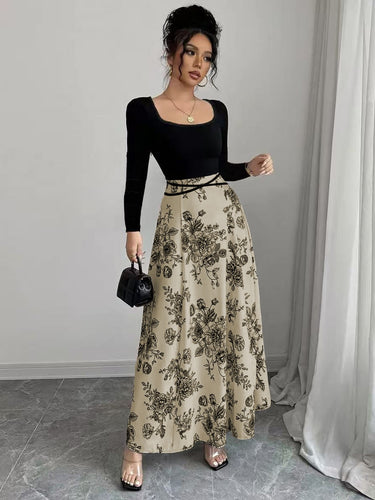 Elegant maxi dress for women with floral print and fitted cut Amarae