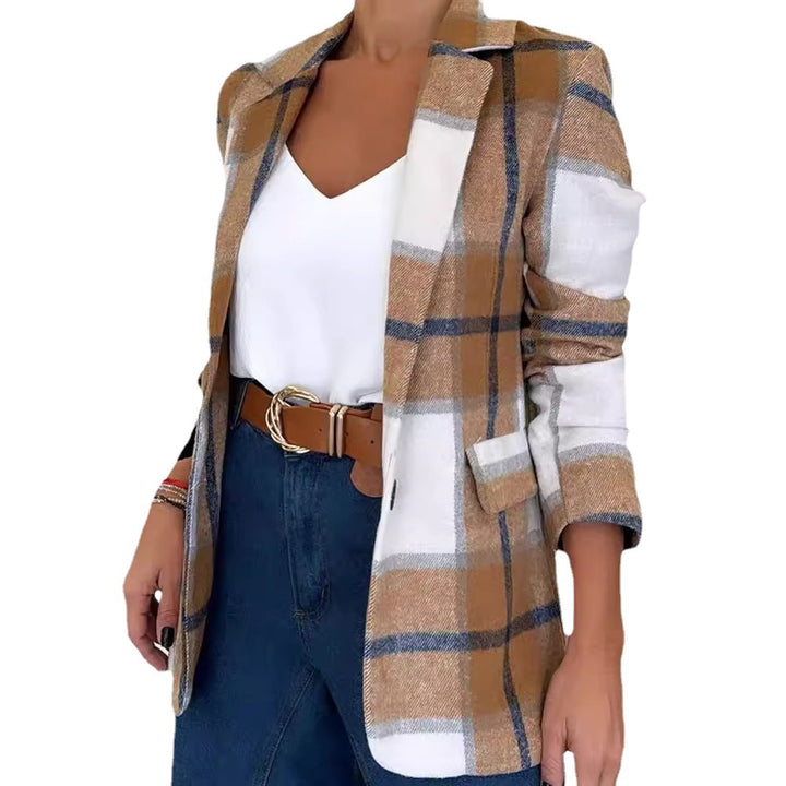 Ladies Elegant Checked Wool Blazer Lune London