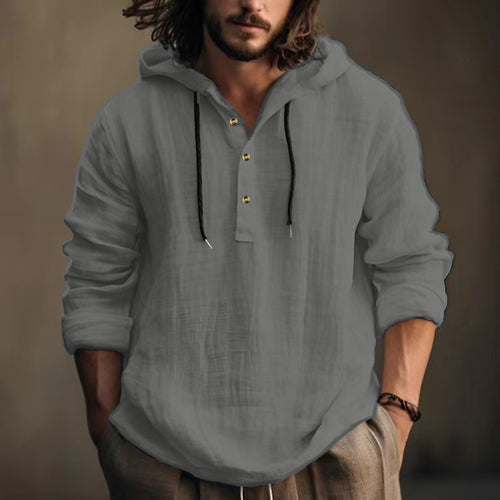 Men's casual hoodie with button placket and comfortable fit Amarae