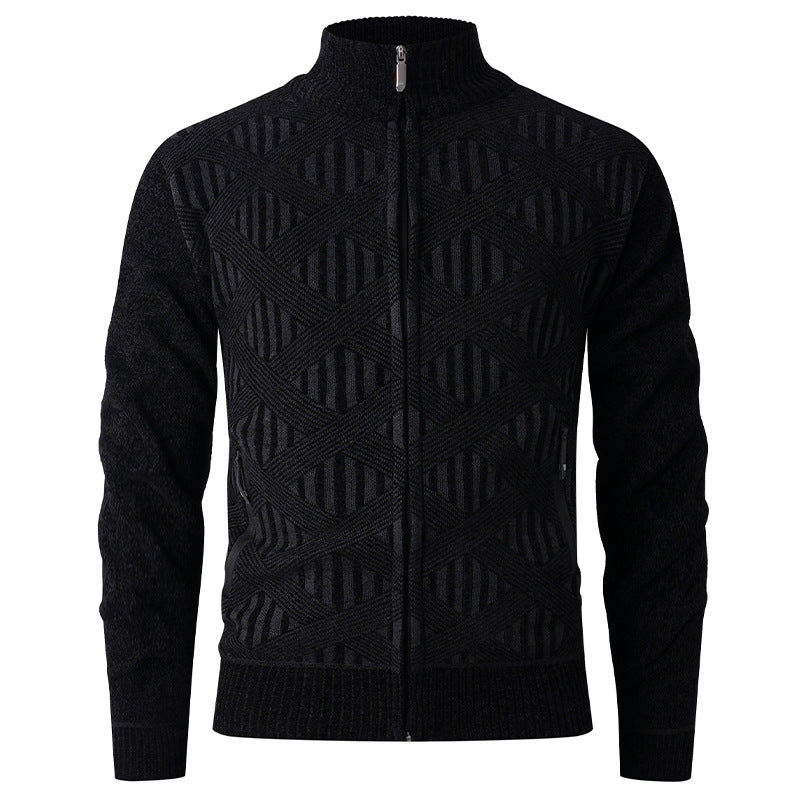 Men's knitted jacket with structured design and modern zipper Lune London