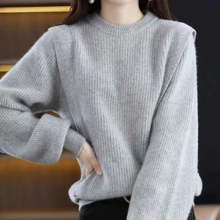 Pull tricoté décontracté pour femmes avec un motif côtelé moderne et des manches larges Chic & Stil