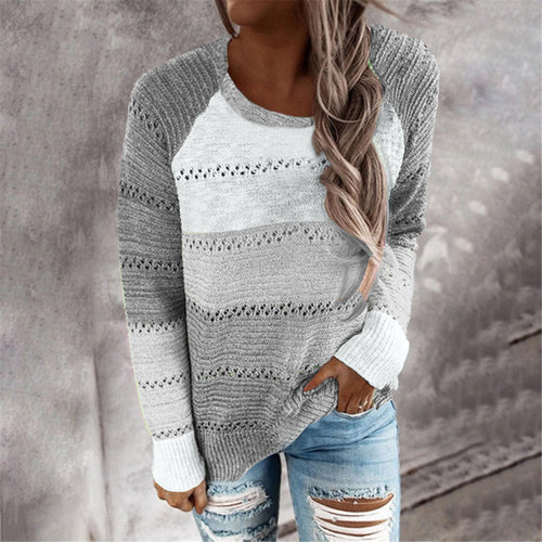 Lightweight striped knit pullover for women Amarae