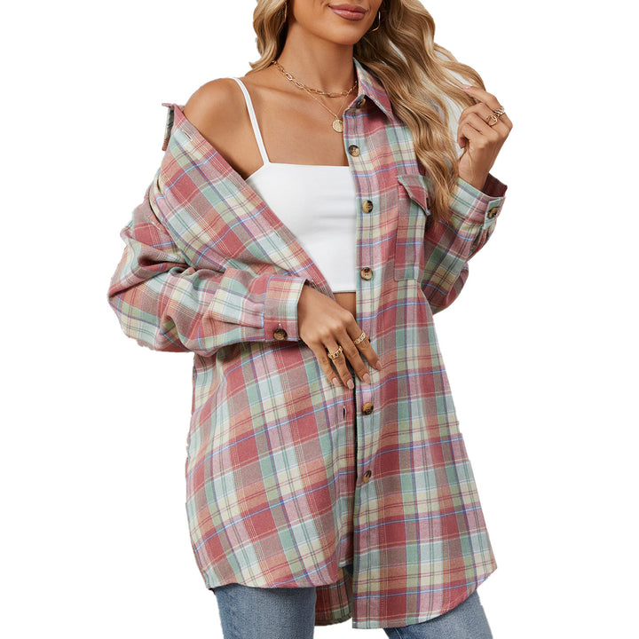 Women's oversized checkered shirt with a relaxed fit and button details Lune London