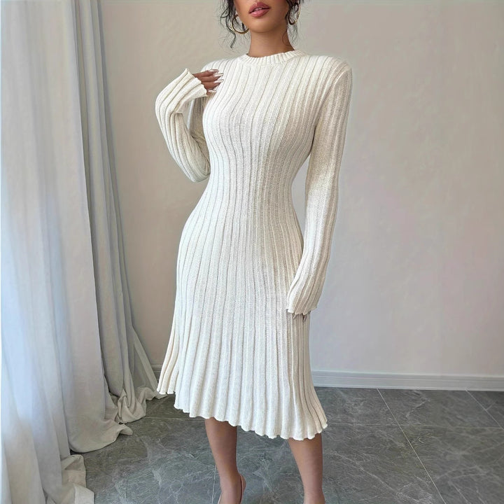 Elegant knit dress for women with structured rib design Lune London