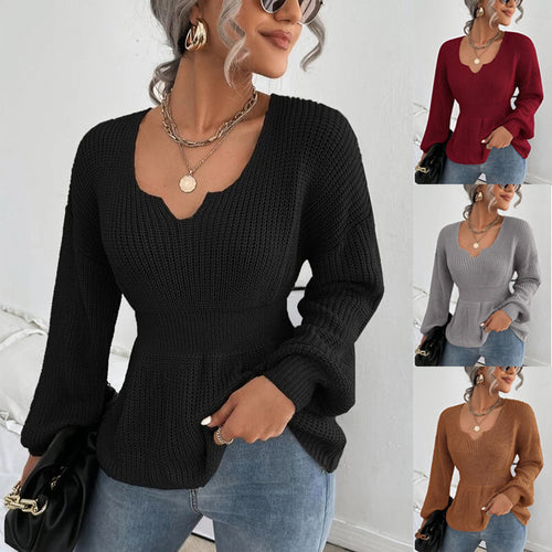 Fashionable women's knit sweater with a soft material and a charming V-neck Amarae