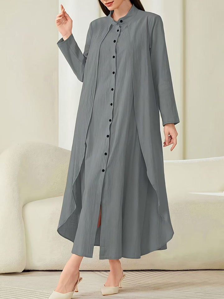 Midi dress for women with a fluid cut and button placket Lune London