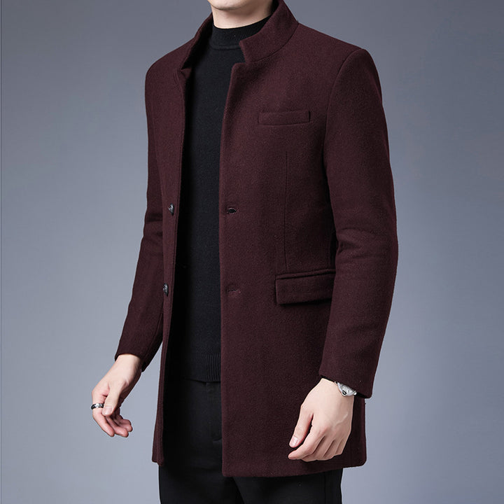 Modern wool coat for men with high collar Lune London