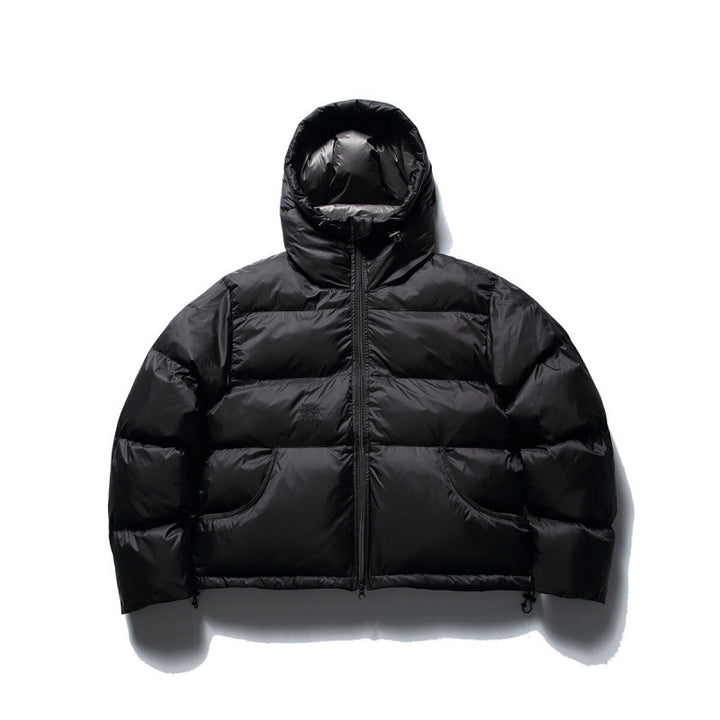 Unisex Short Boxy Puffer Jacket with Volume Hood, Water-Repellent Shell and Thermal Down Filling Amarae