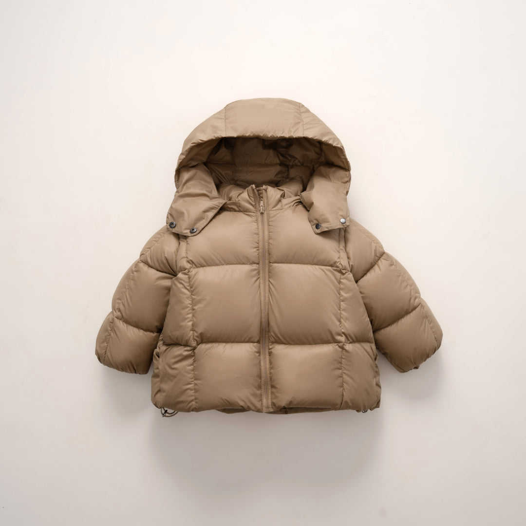 Ladies modern down jacket with removable hood and elastic cuffs Lune London