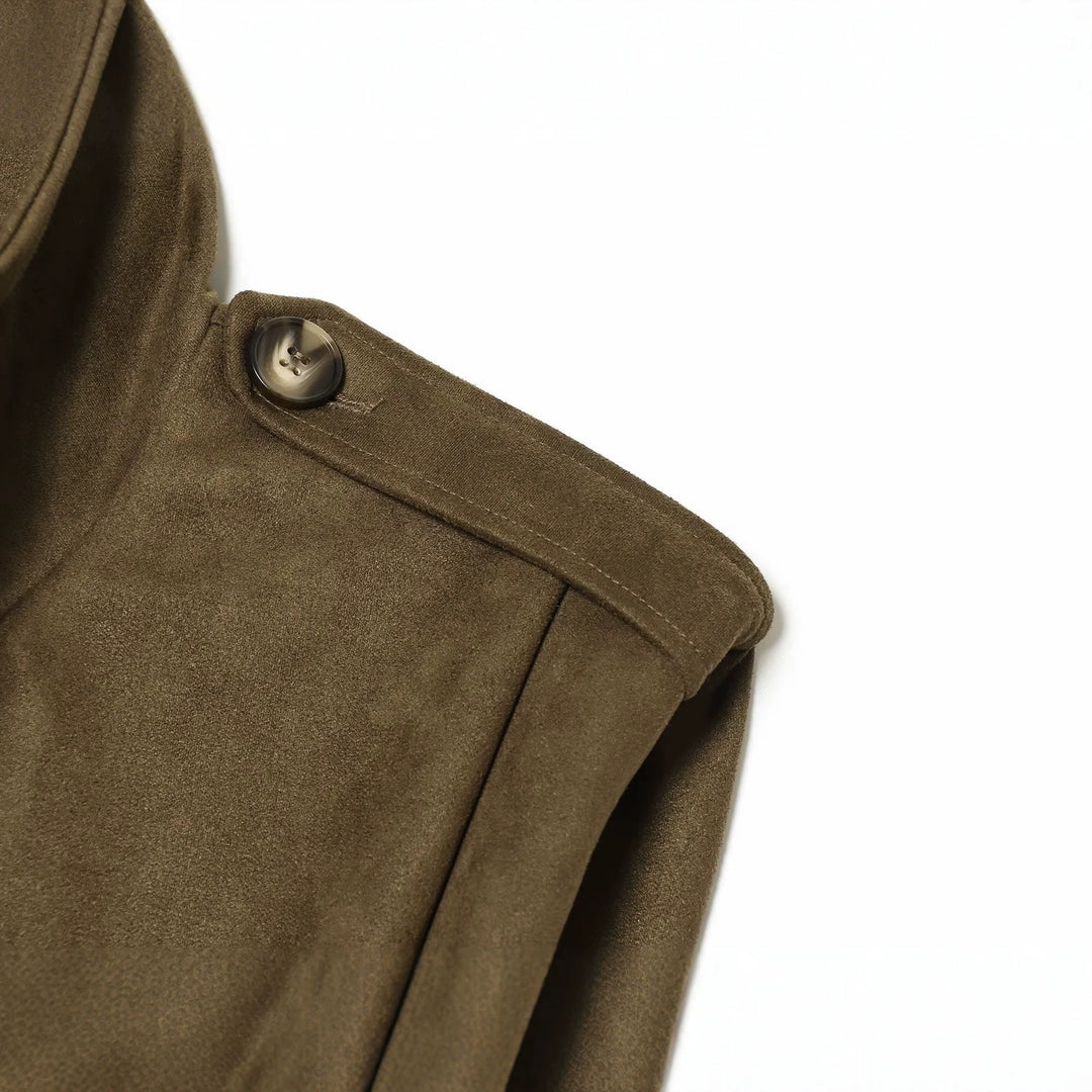 Women's Sleeveless Double-Breasted Trench Vest with High Stand Collar and Shoulder Tabs Amarae