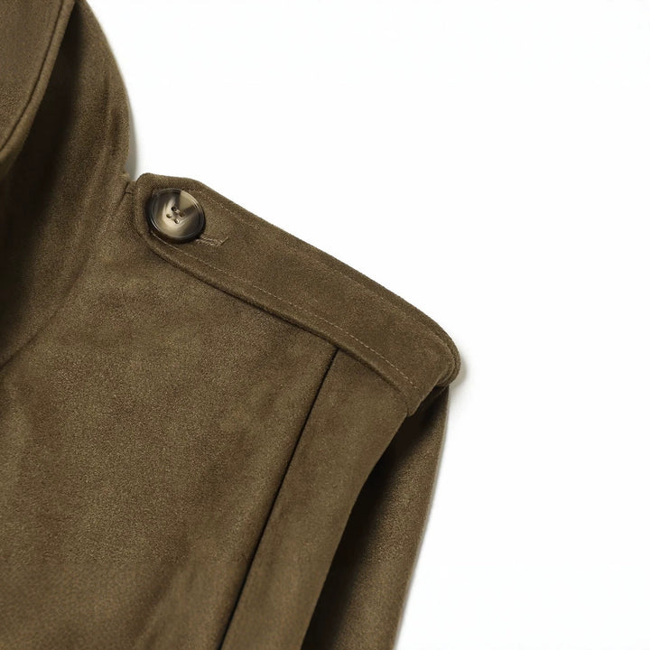 Women's Sleeveless Double-Breasted Trench Vest with High Stand Collar and Shoulder Tabs Amarae