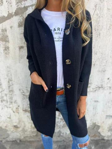 Women’s knit jacket with hood and decorative buttons Lune London