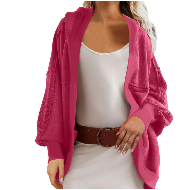 Ladies oversized knitted cardigan with hood and pockets Lune London