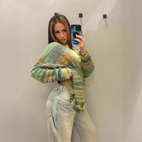 Women's knitted jacket with a colorful pattern and soft material Amarae