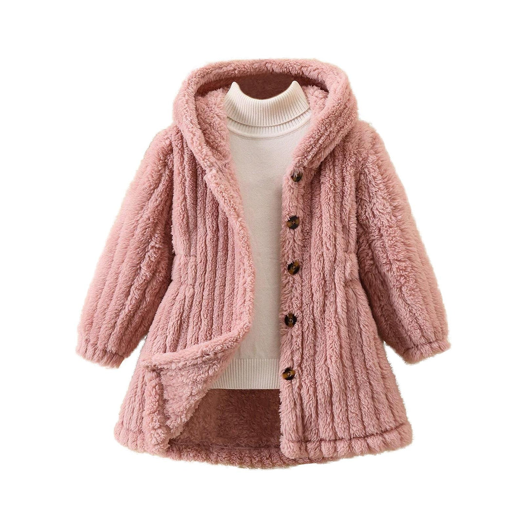 Ladies Cozy Teddy Jacket with Hood and Button Closure Lune London