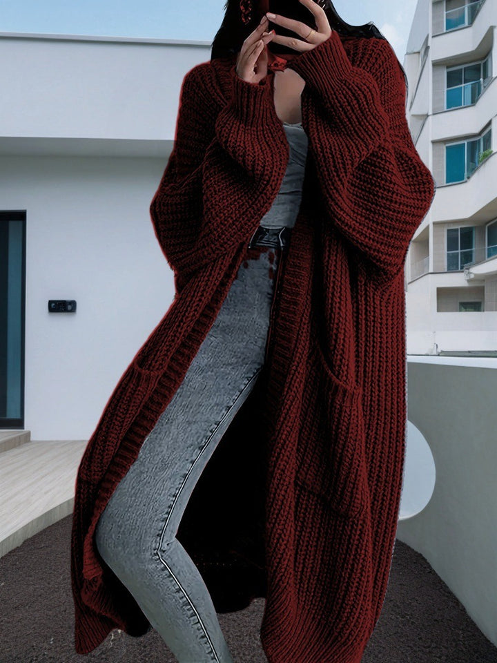 Cardigan en tricot épais pour femmes avec devant ouvert et poches pratiques Chic & Stil