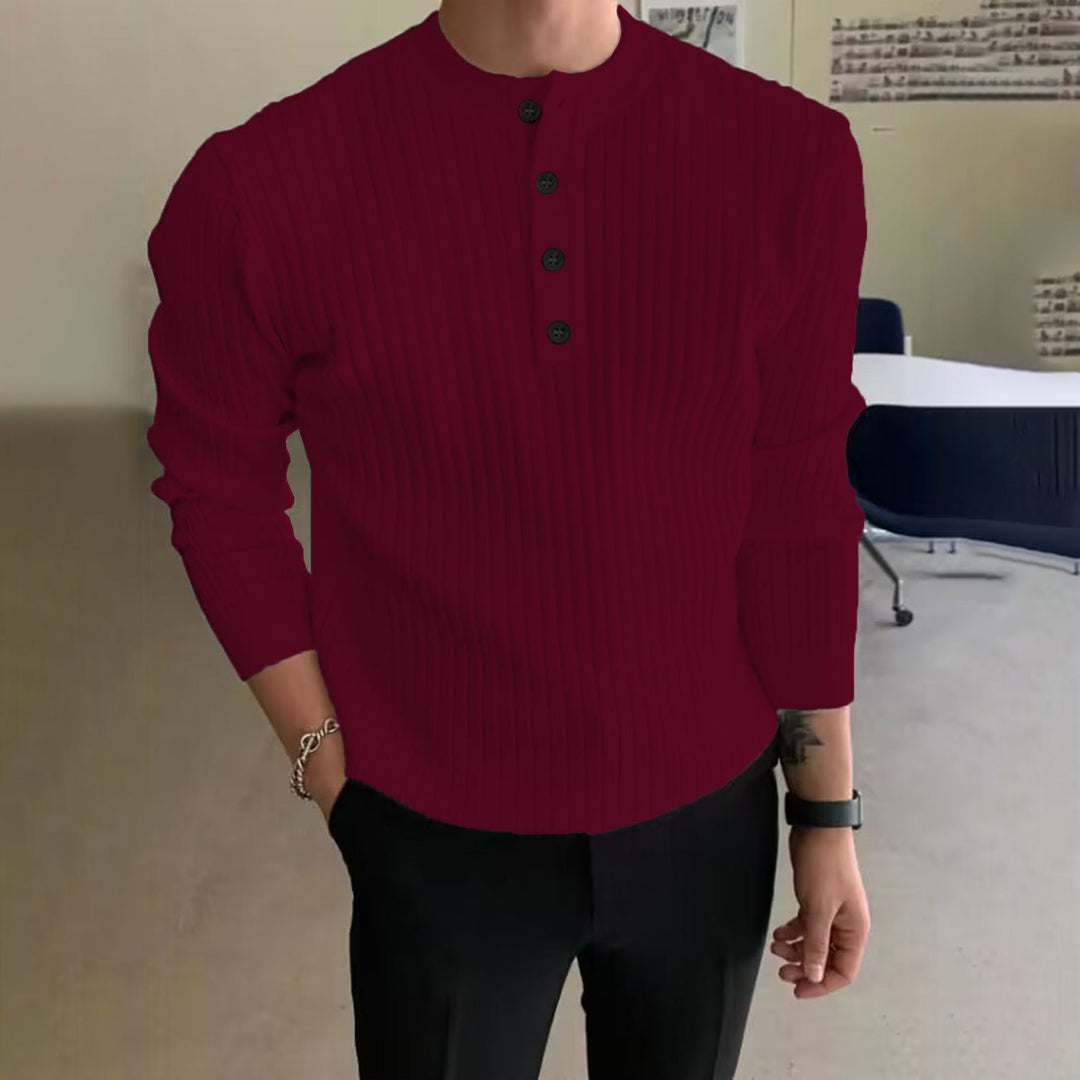 Trendy long-sleeve shirt for men with button details and ribbed structure Lune London