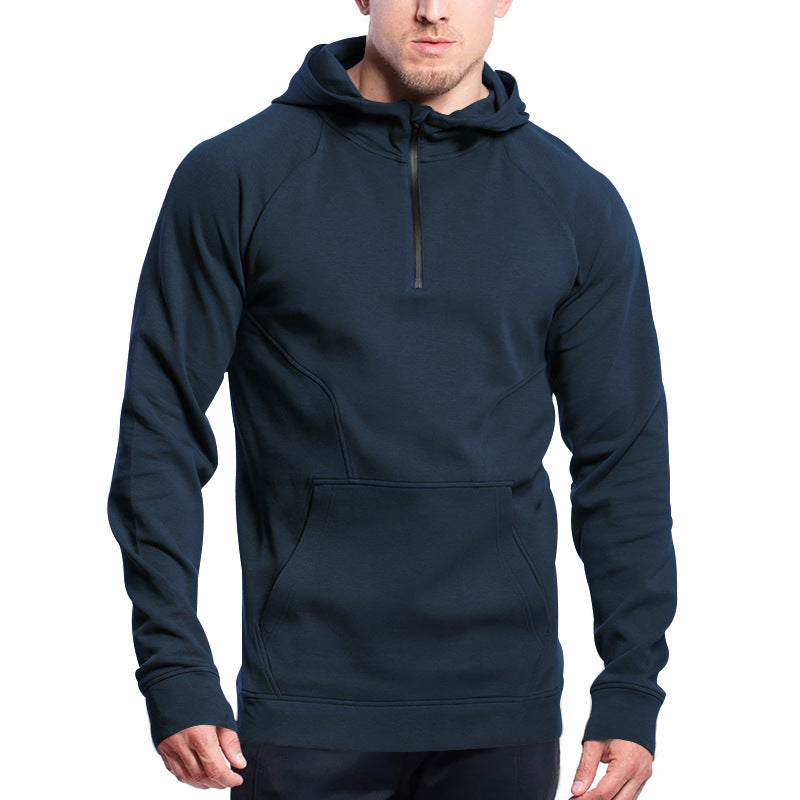 Men's functional hoodie with half-zip and practical kangaroo pocket Amarae