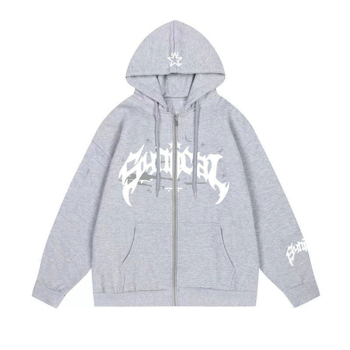 Ladies zip-up hoodie casual with graphic print Lune London