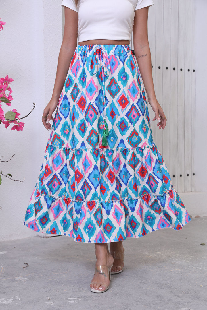 Women Maxi Skirt Ruffles Bohemian Lune London