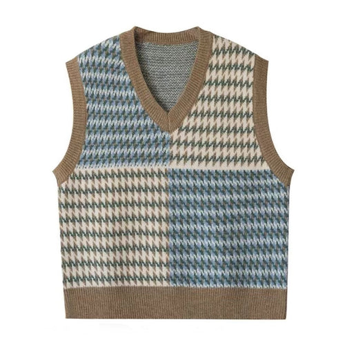 Ladies V-neck sweater with stylish color block design Amarae