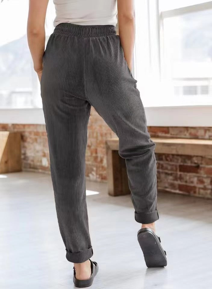 Ladies Comfortable Corduroy Leisure Pants Lune London