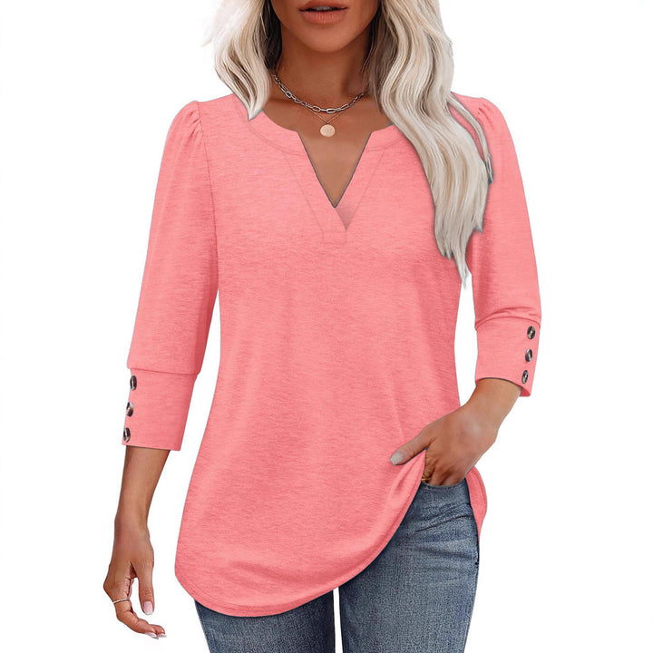 V-neck blouse for women with decorative button details Amarae