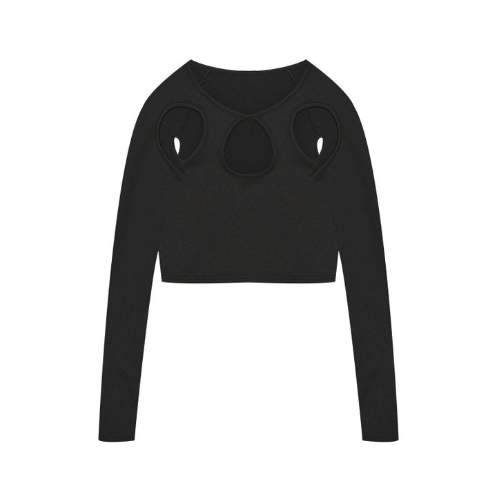 Ladies Crop Top with unique cut-out design and long sleeves Lune London
