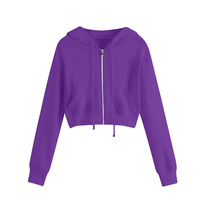 Women's Short Zipper Hoodie with Kangaroo Pocket Chic & Stil