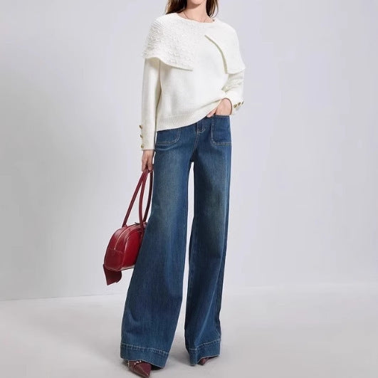 Pull élégant pour femmes en vert forêt avec col texturé de haute qualité Chic & Stil