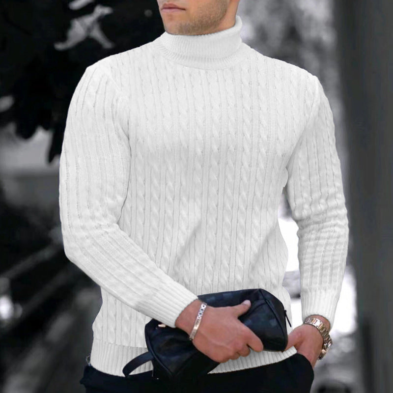 Elegant turtleneck sweater for men with an exquisite twist pattern structure Lune London