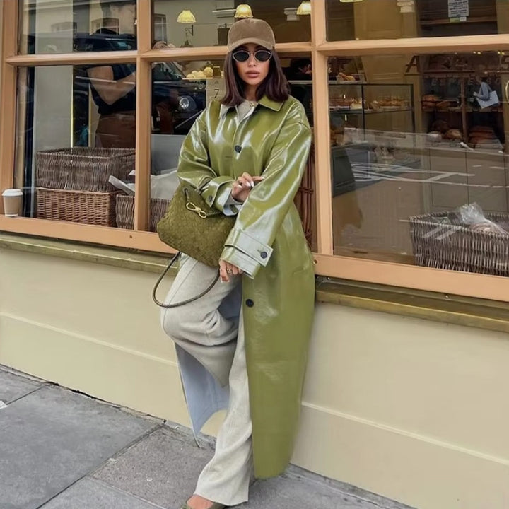 Ladies Fashionable Shiny Rain Jacket with Generous Cut Lune London