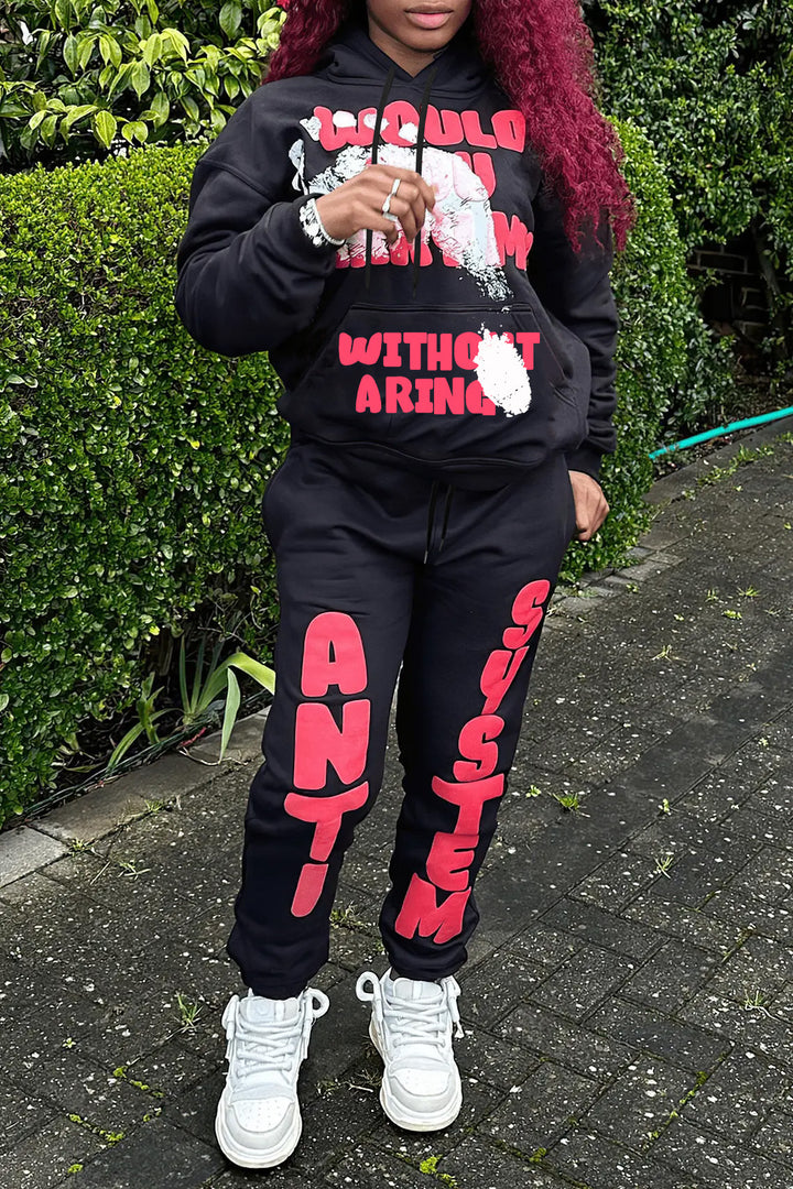 Women's hoodie and jogger pants set with striking lettering and comfortable fit Lune London