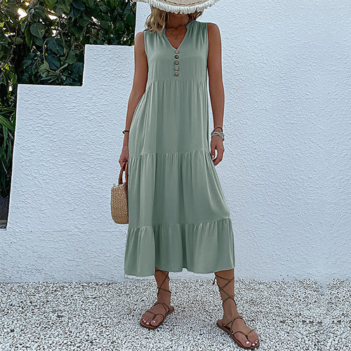 Amarae Women's Sleeveless Maxi Dress with Ruffle Detail