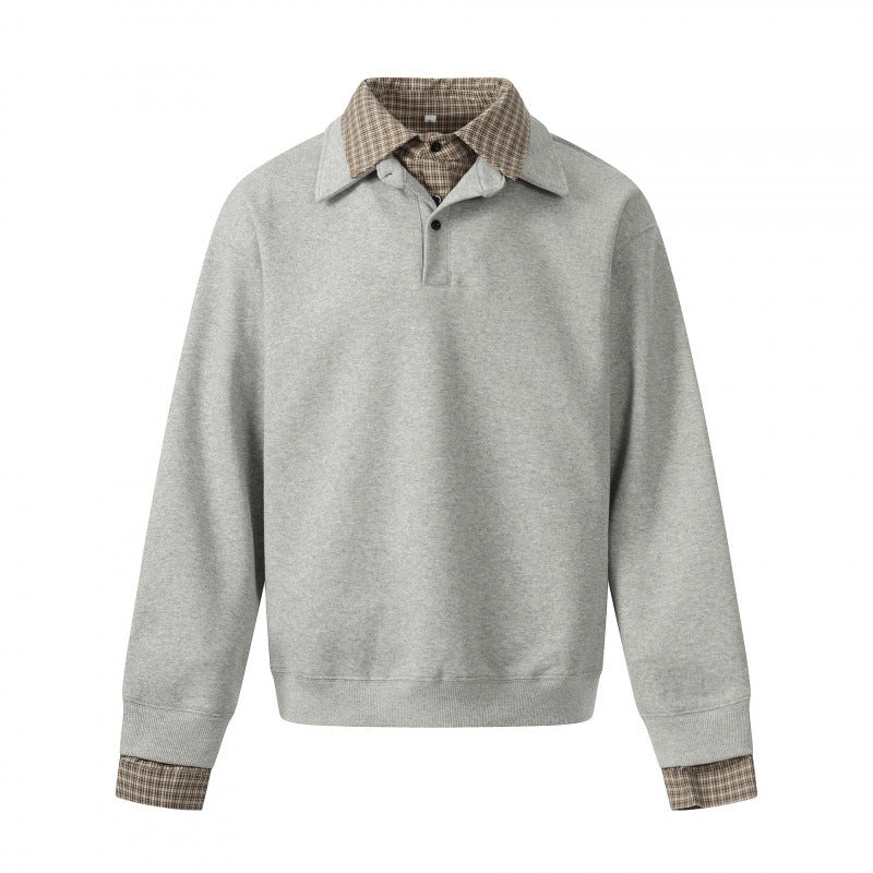 Men's sweatshirt with integrated shirt collar and layering look Amarae