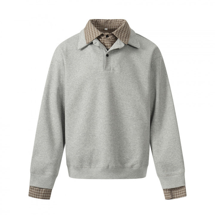 Men's sweatshirt with integrated shirt collar and layering look Amarae