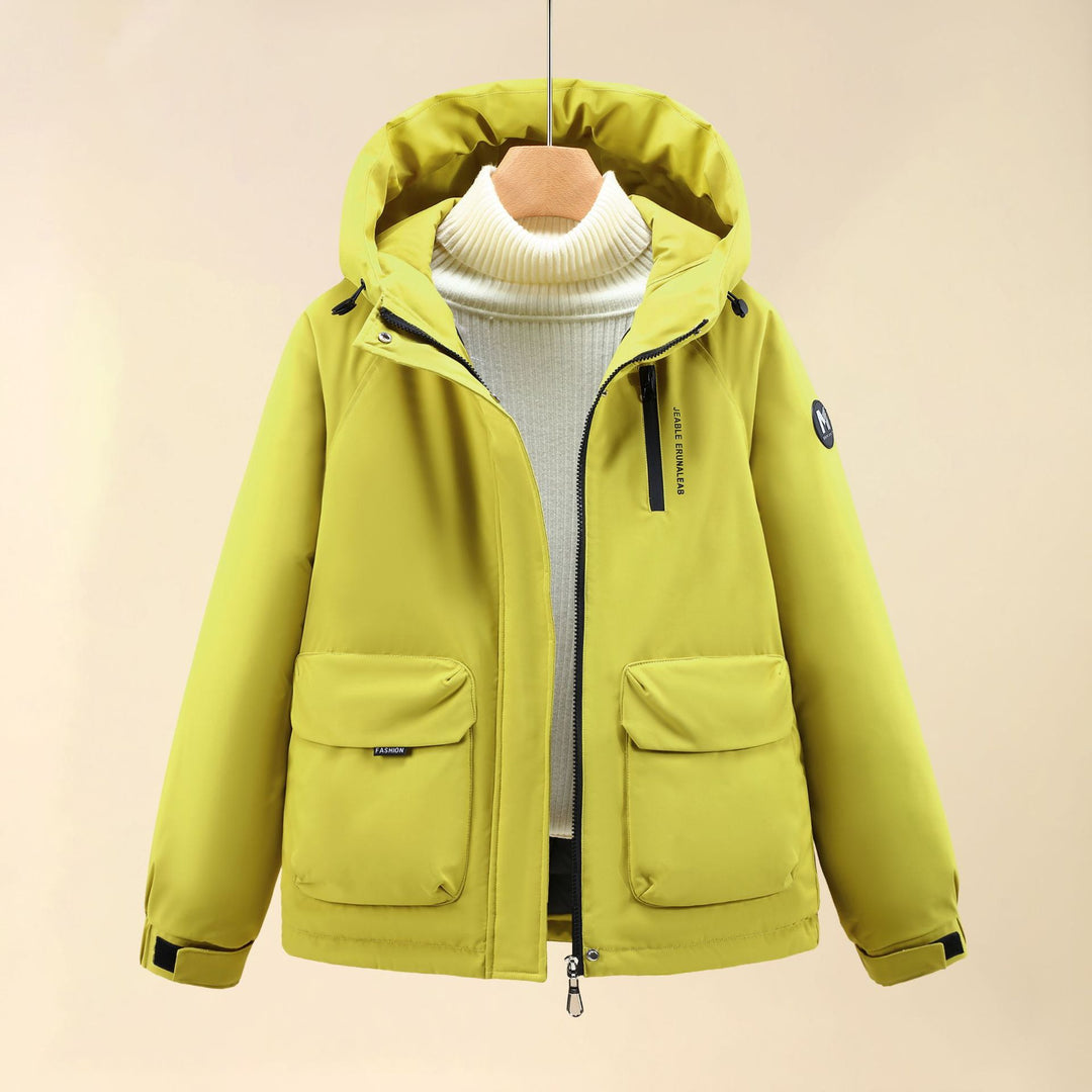 Ladies Insulated Outer Jacket with Oversized Hood and Practical Pockets Lune London
