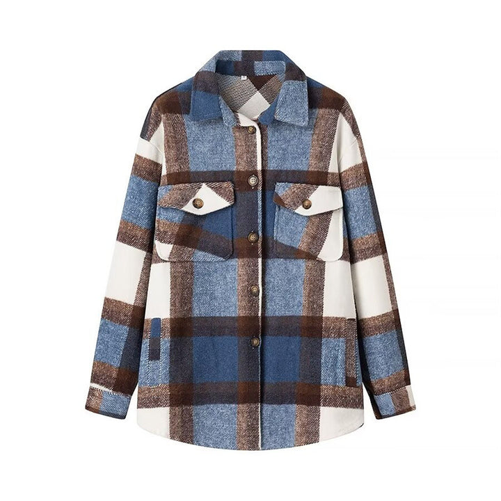 Veste en flanelle à carreaux pour femmes avec poches Chic & Stil