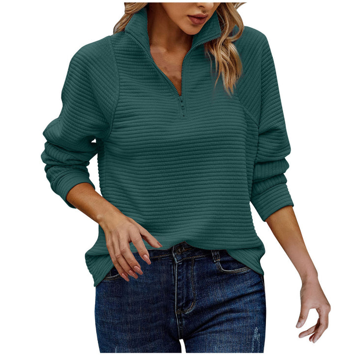 Casual sweatshirt jacket for women with stand-up collar and textured pattern Lune London