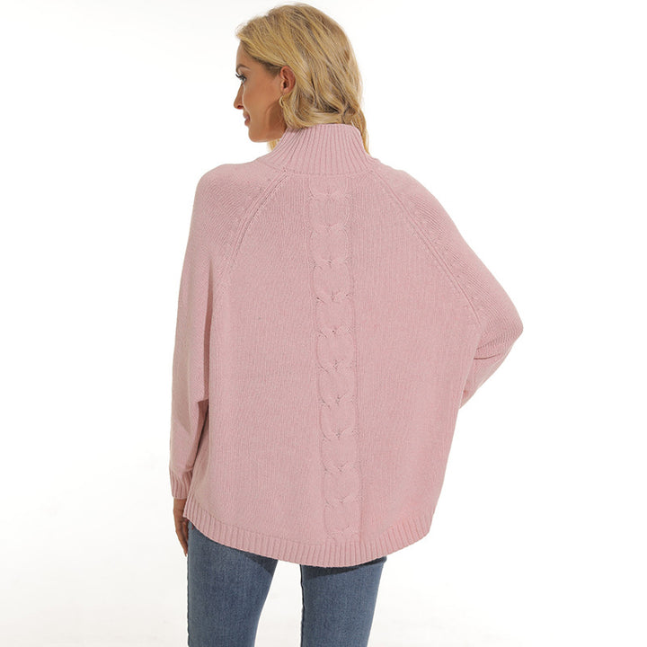 Chunky knit sweater for women with high collar and modern 3D pattern Lune London
