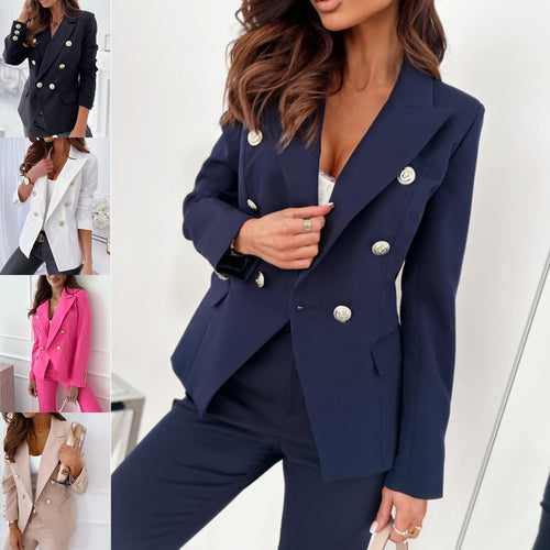 Ladies Elegant Blazer with Double Breasted Buttons and Gold Details Amarae