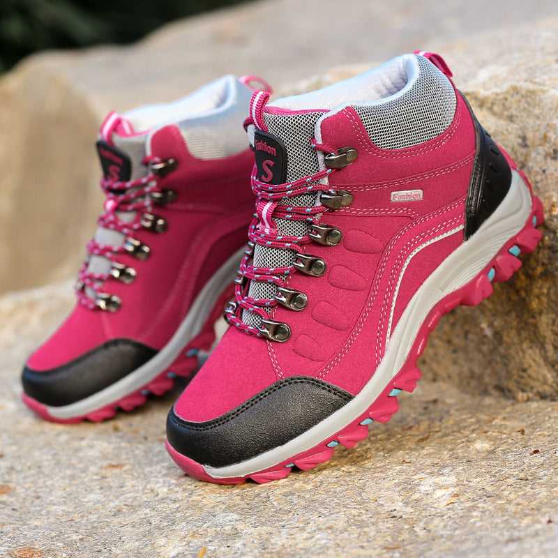 Women's ankle-high waterproof trekking hiking shoes with slip-resistant tread sole Amarae